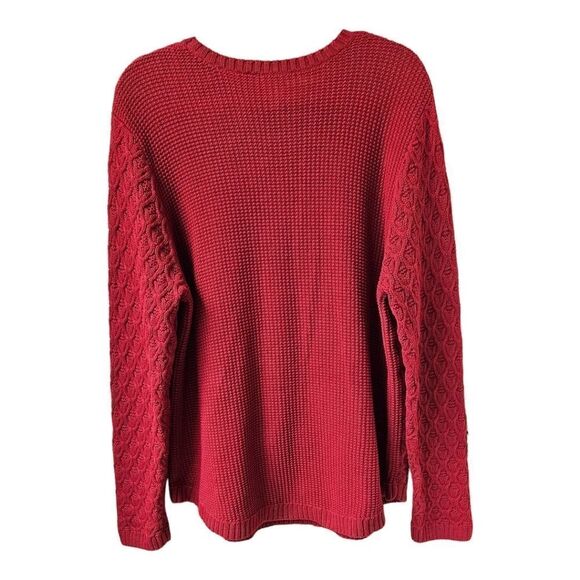 JEAME PIERRE Plus Size Red Cable Knit Sweater - Picture 8 of 11